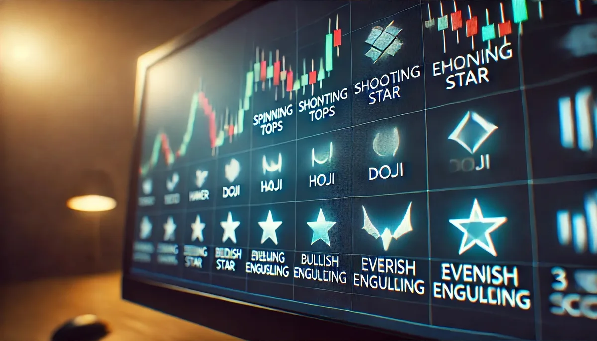 A reference sheet of candlestick patterns for StrategyQuant X.